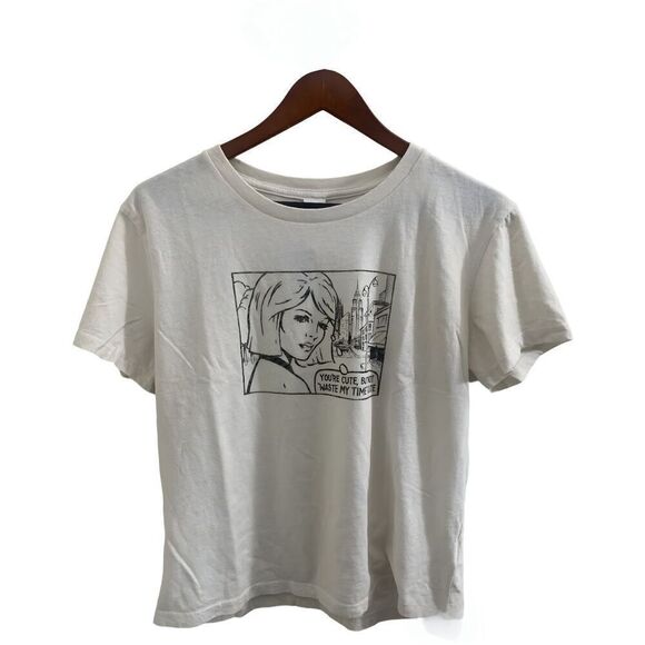 Re/Done You’re Cute Retro Graphic Tee White Short Sleeve Size Large - Picture 1 of 2